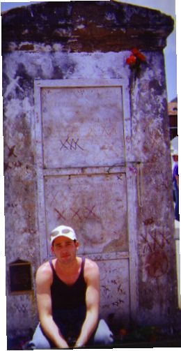 James infront of Marie Laveau's tomb.